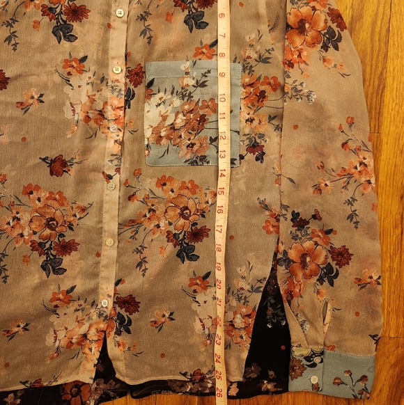 Floral Button Down Shirt in Cream and Brown - Picture 6 of 13